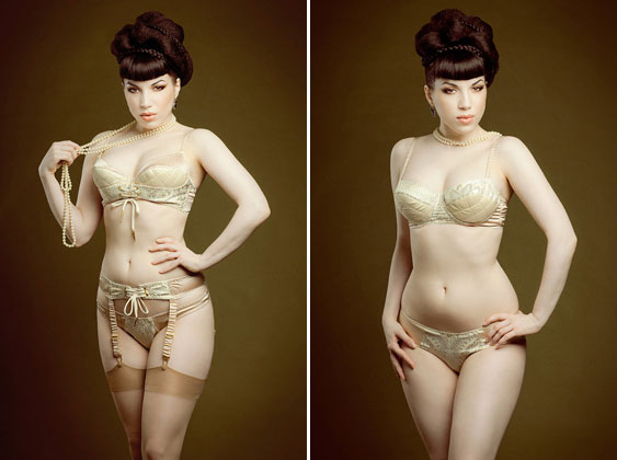 Waistcoated bra, suspender belt and knickers by Maxine of London