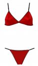 White Orchid Red Satin Triangle and Tanga set
